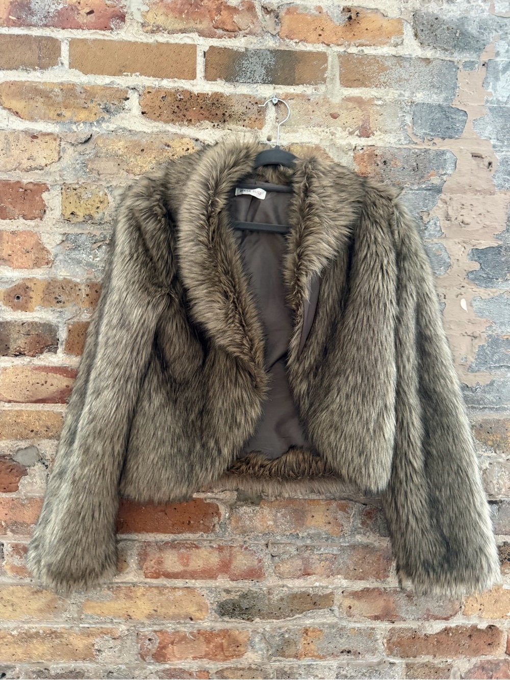 Forever 21 Faux Fur Cropped Jacket - Taupe Brown